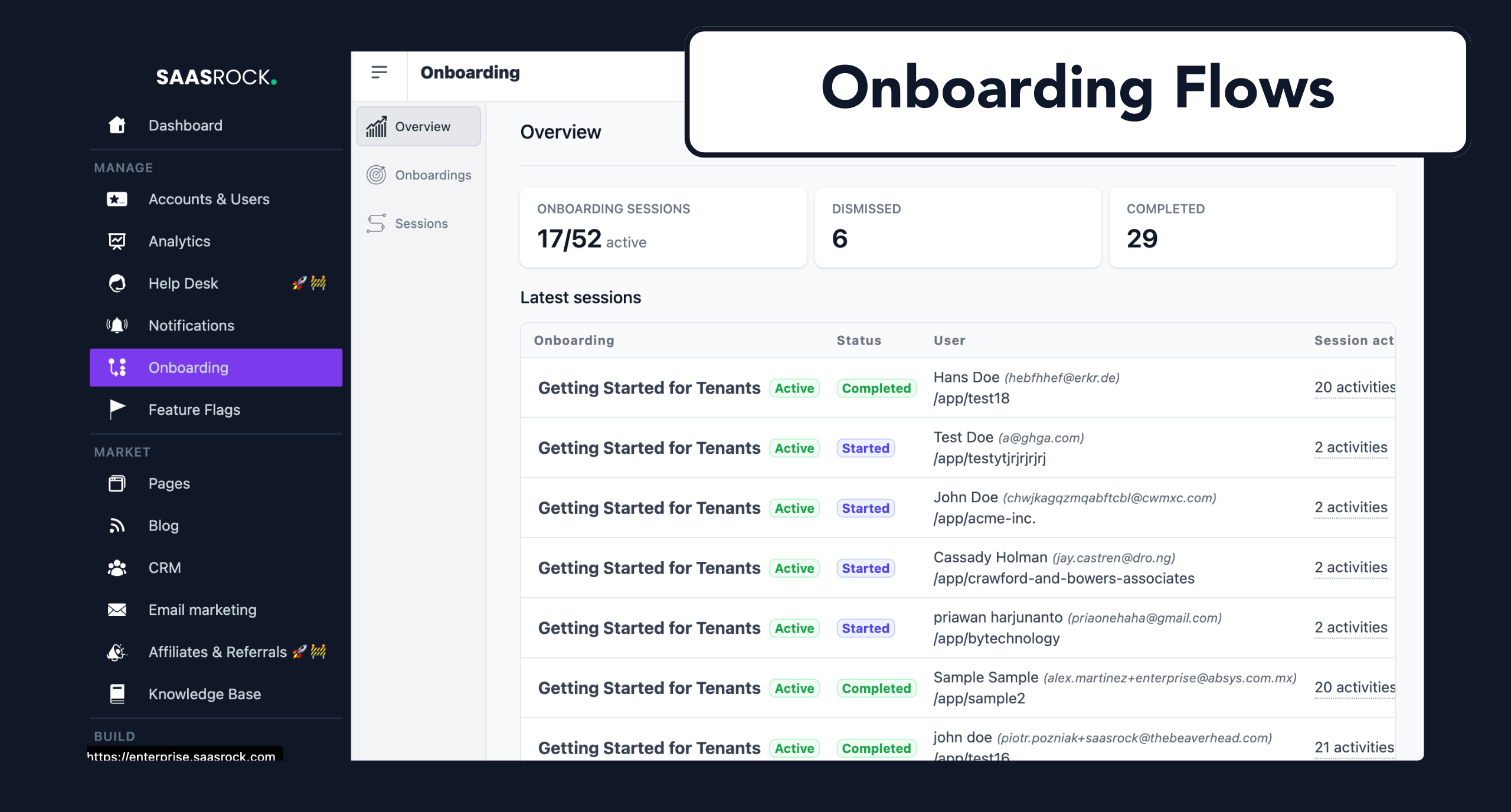 SaasRock Onboarding Flows