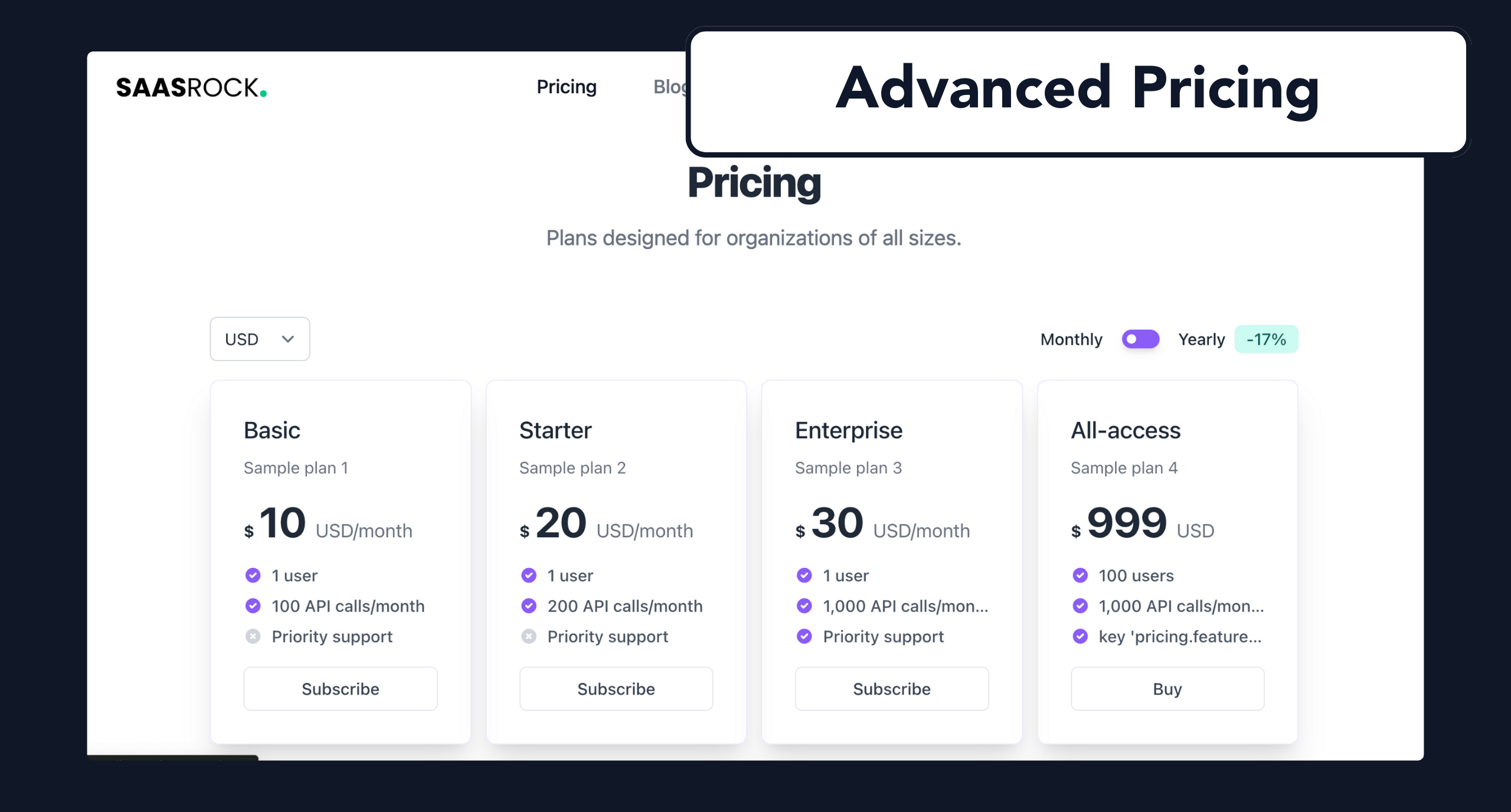 SaasRock Advanced Pricing