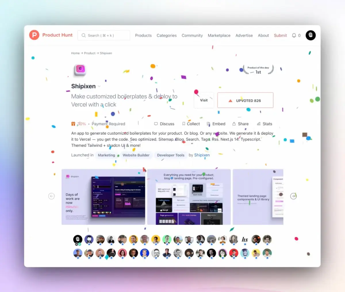 Shipixen Product Hunt Product of the Day